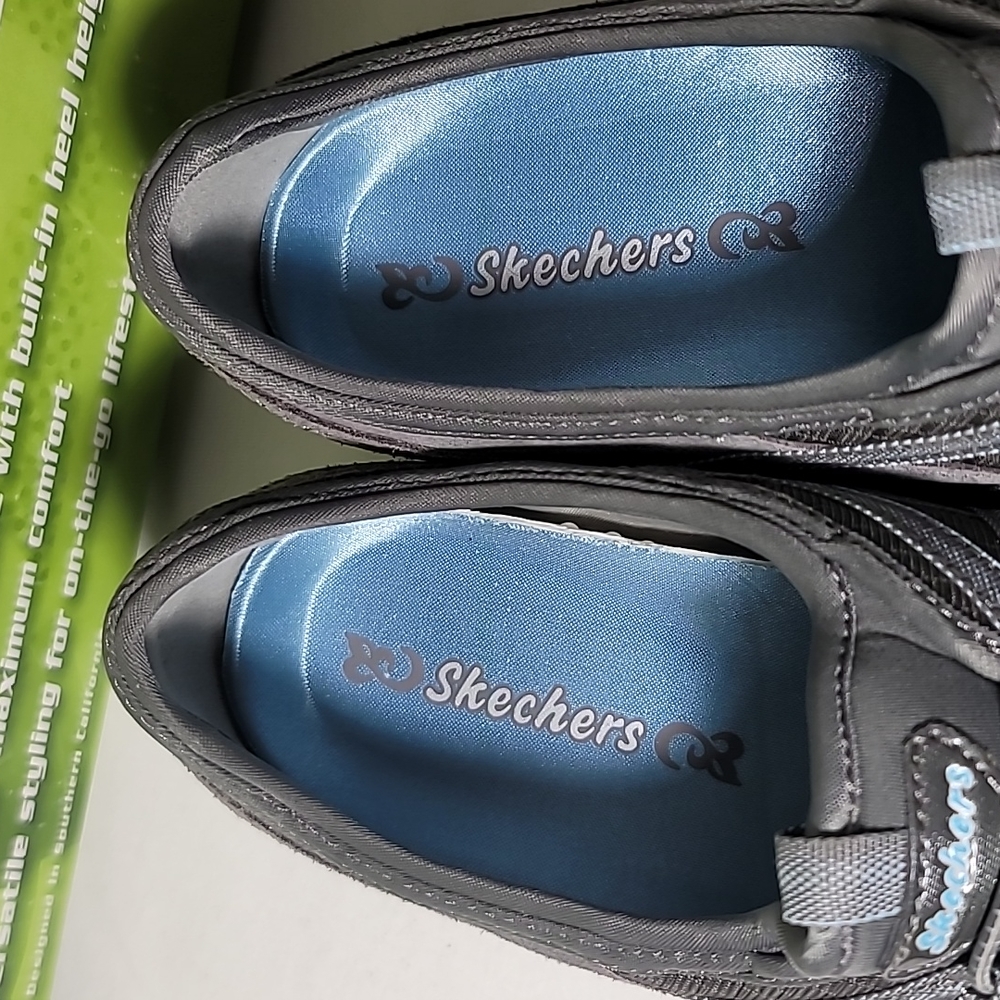 WORN ONCE Skechers Women's Gray and Blue Athletic Sneakers - Picture 6 of 7